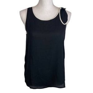mango xs black and white blouse sleeveless MNG